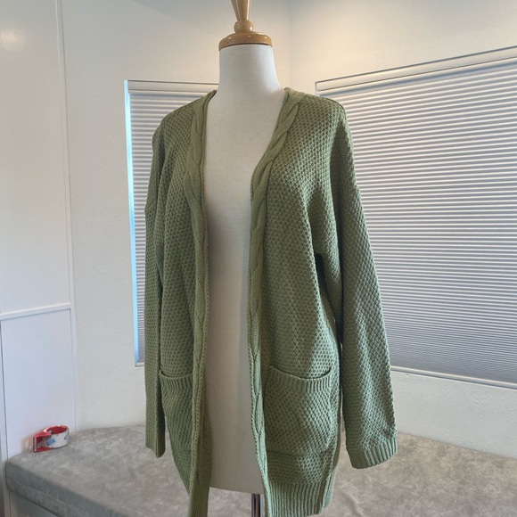 Green Cardigan Knit Sweater - Picture 6 of 8